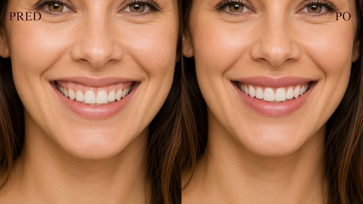 Gummy smile pred a po – ilustrácia